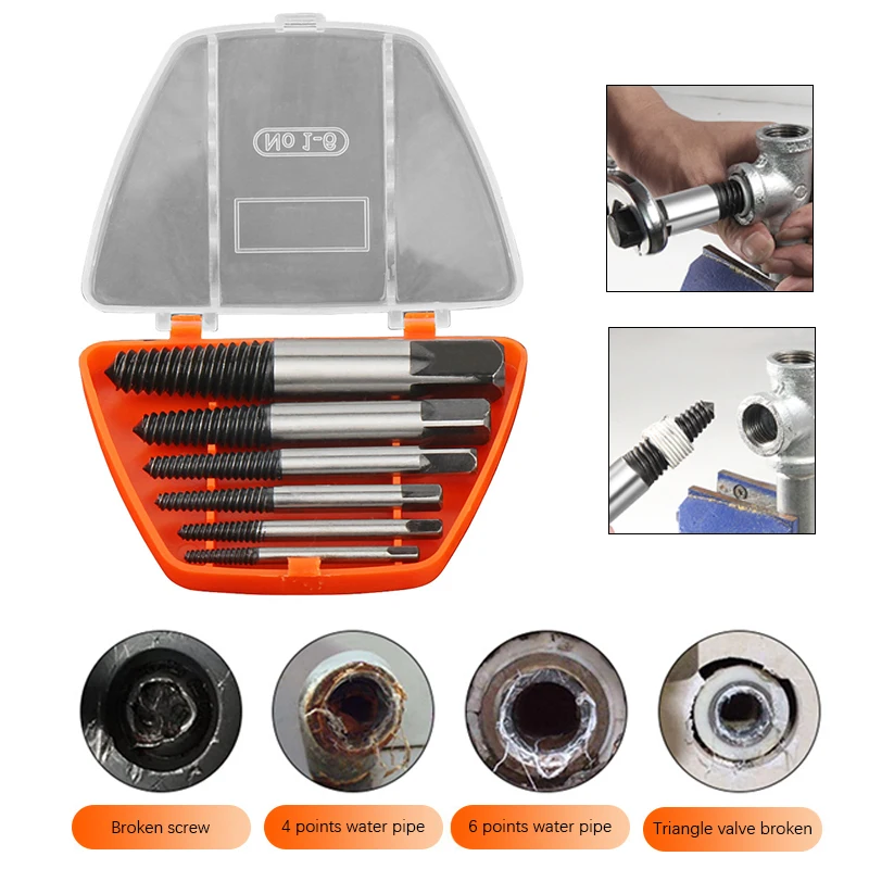 

5/6 Pcs Broken Damaged Bolt Remover Removal Speed Easy Set Screw Extractor Center Drill Bits Guide Set
