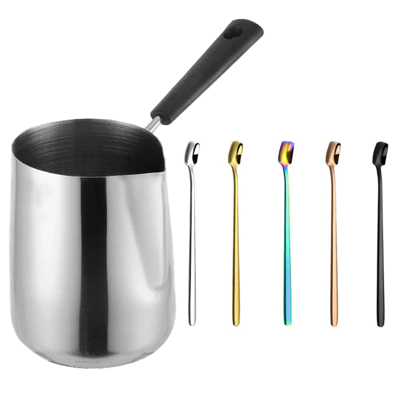 

5 шт., ложка для кофе, коктейльных напитков и 1 шт. кувшин из нержавеющей стали с длинной ручкой 1000 мл