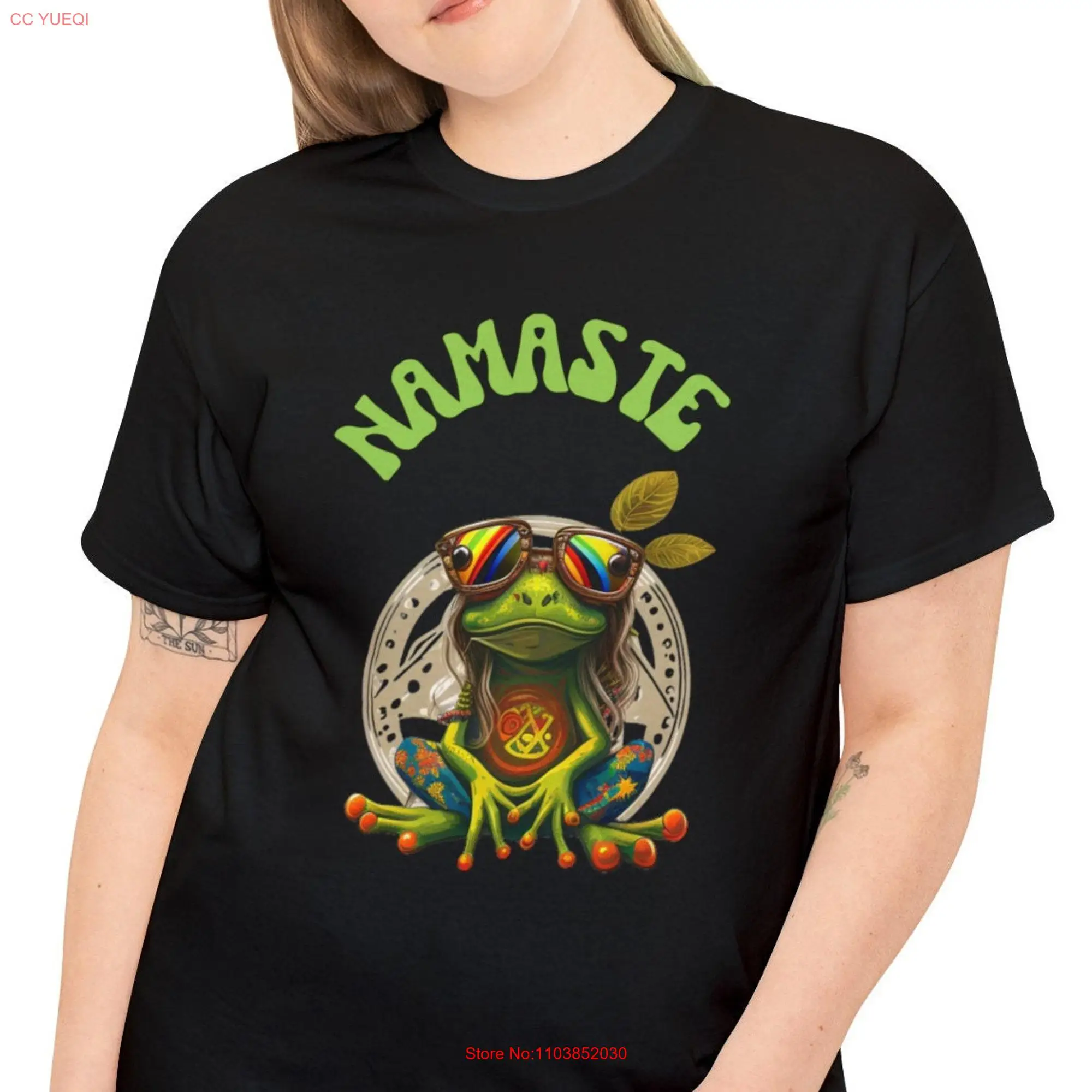Забавная футболка с лягушкой Namaste милый любимый Йога мир любовь хиппи одежда