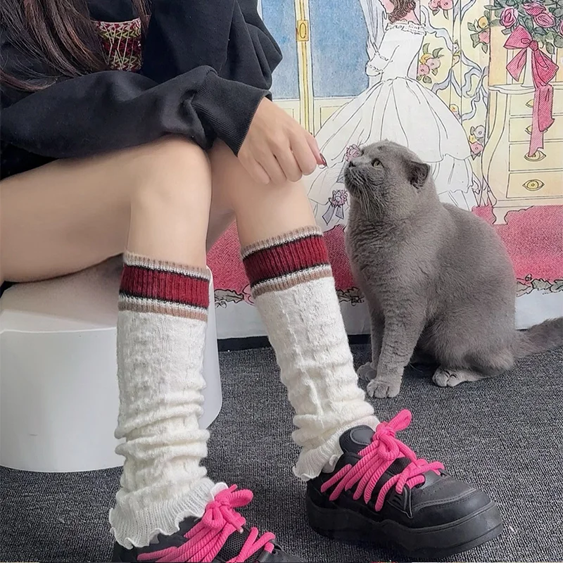 Вязаный цветной модный дизайнерский шерстяной чехол для ног теплое украшение с