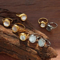 amaiyllis 18k gold light luxury micro inlaid white seashell ring fashion index finger ring for women jewelry