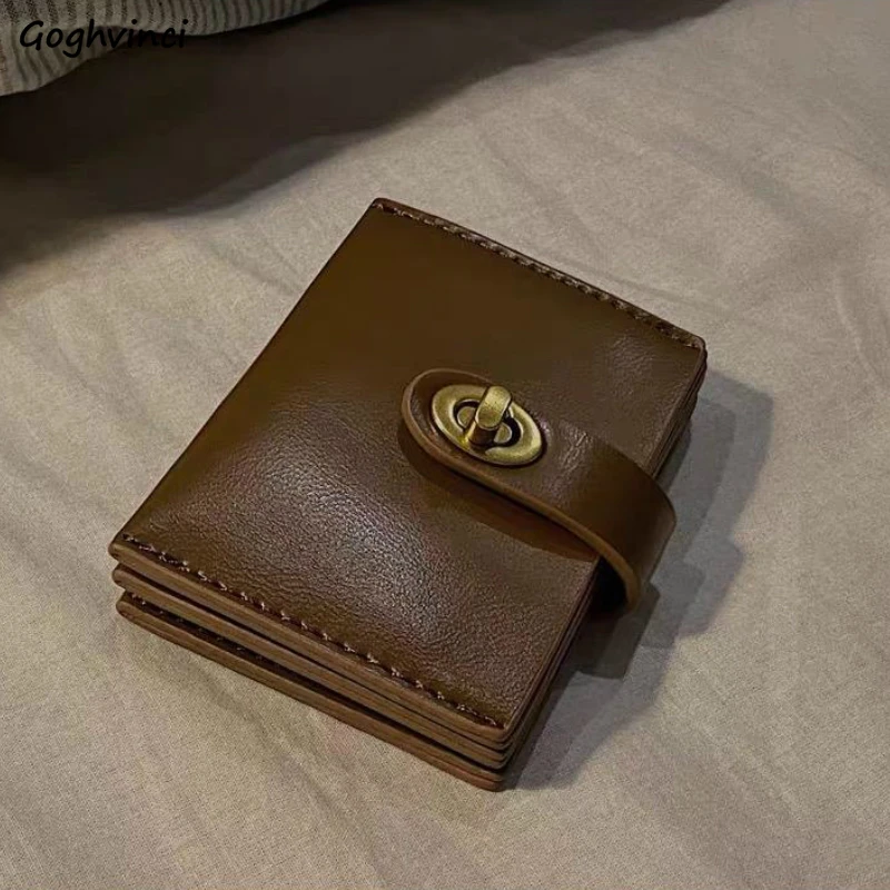 

Wallets Card Holder Solid PU Retro Simple Mini Purse Vintage Money Bag Females Multifunction Fashion High Quality Wallet Ulzzang