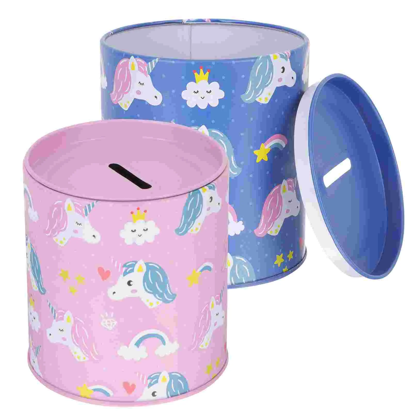 

4 Pcs Piggy Bank Metal Savings Box Coin Saving Jar Deposit Tank Cartoon Bedroom Decor Tinplate Money Storage Pot Baby