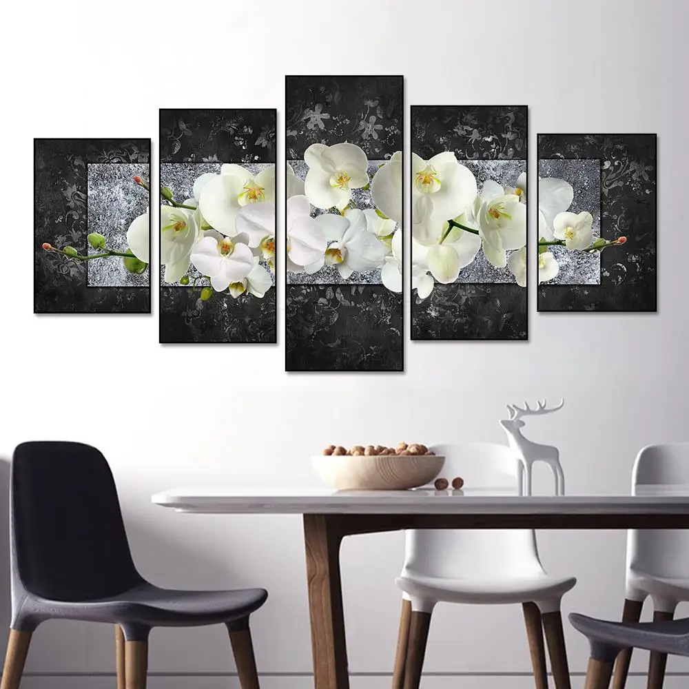 

5PCS Flowers Modern Aesthetic Canvas Interior Paintings Prints Beautiful Flower Minimalist Wall Art Poster Pictures Home Decor