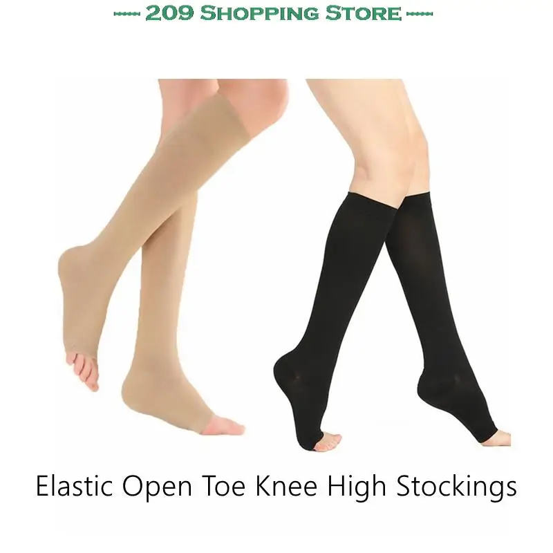 

1 пара, эластичные компрессионные чулки до колена, с открытым носком