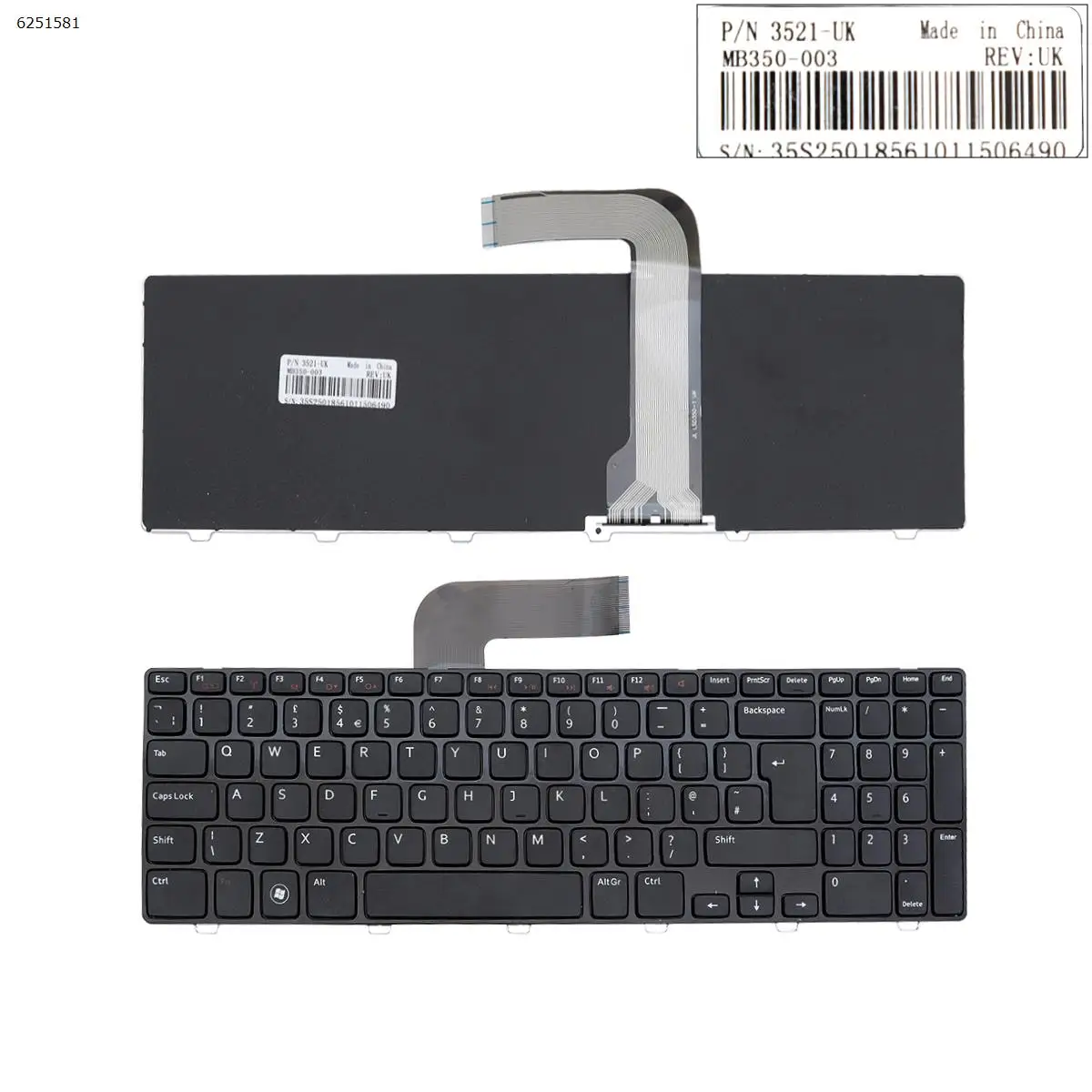 

Клавиатура для ноутбука DELL NEW Inspiron 15R N5110, черная рамка, Великобритания