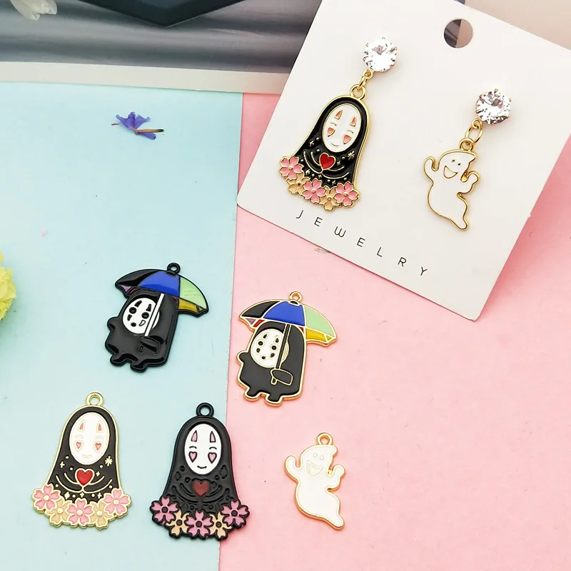 

10pcs Oil Drop Alloy Cartoon Anime Faceless Woman Earrings Alloy Enamel Pendant Keychain Accessories CharmsDIY Making Jewelry