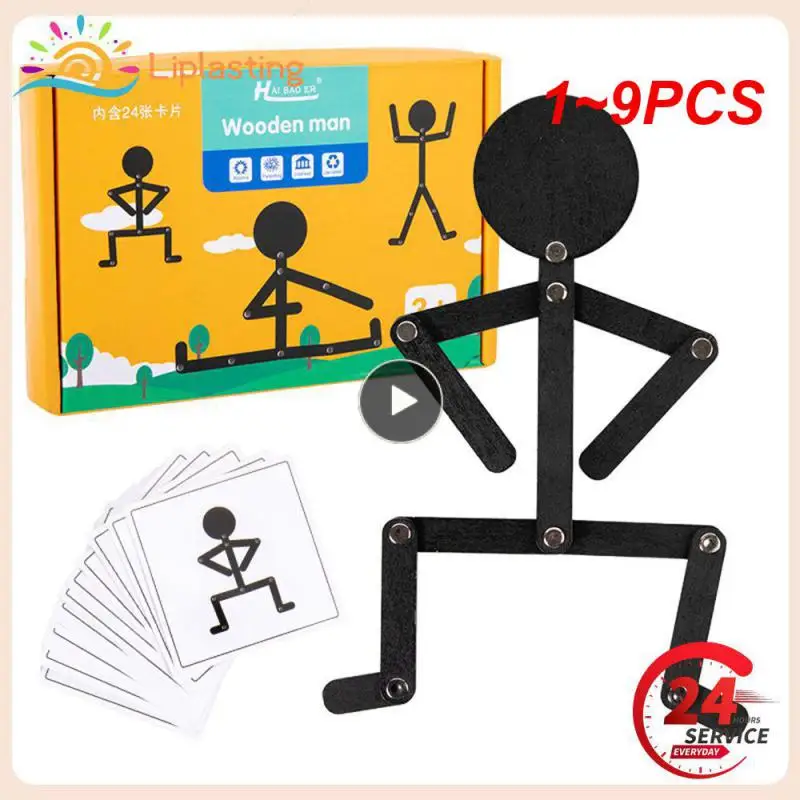 

1~9PCS Montessori Material Puzzle Toys Sporty Pose with 24 Double-Side Cards for Children Intelligence Early Educational Toy