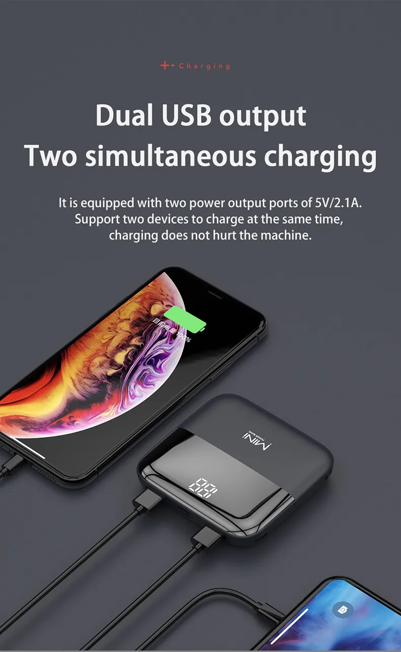 10000mAh Portable Mini Power Bank PowerBank External Battery Charger For iPhone 12 11 Pro Xiaomi Samsung Huawei Fast Charging