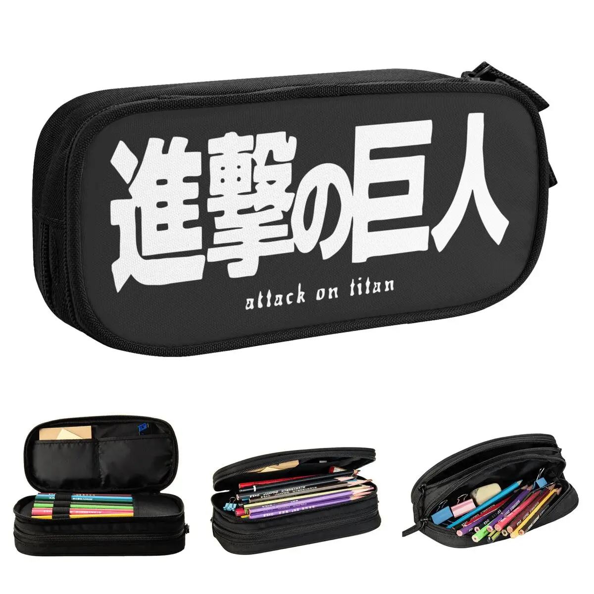 

Attack On Titan Pencil Cases New Anime Shingeki Manga Pen Bag Student Big Capacity School Supplies Cosmetic Pencilcases