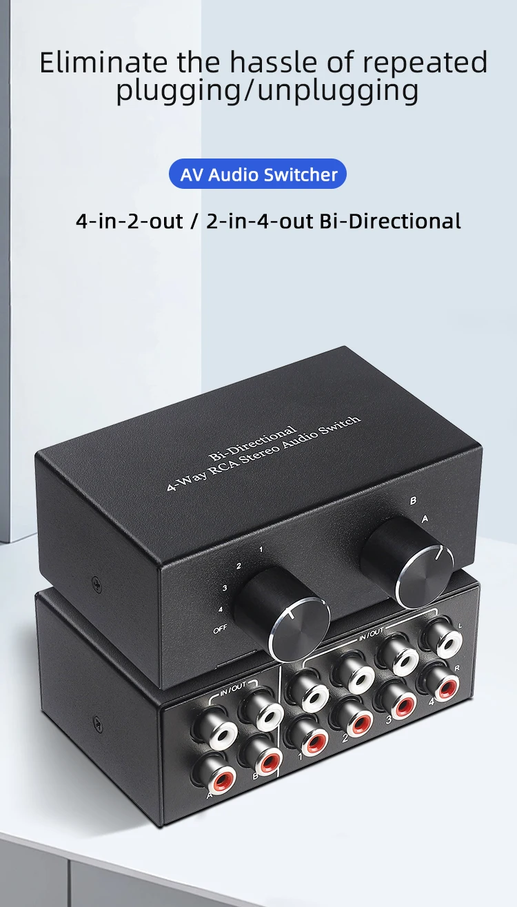 Фото Переключатель RCA 4x2 2x4 двунаправленный 4 входа 2 выхода/2 входа 4 выхода R/L стерео переключатель AC004A H7EC №2