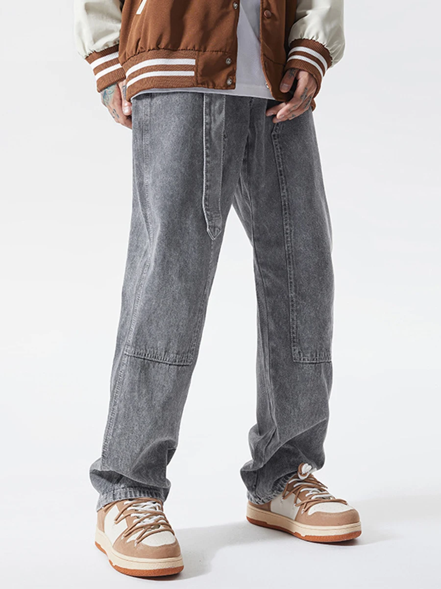 European and American Men's Fashion Trend High Street Jeans Men Retro American Y2k Men Jeans Design Wide Leg Pants Ins Hot Sale