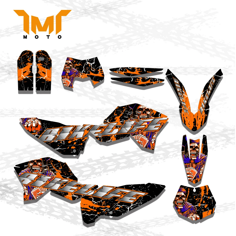 

TMT для KTM EXC EXC-F 125 250 300 450 530 2008 2009 2010 2011 HLMT полноразмерные графические наклейки наклейки мотоцикл фон на заказ