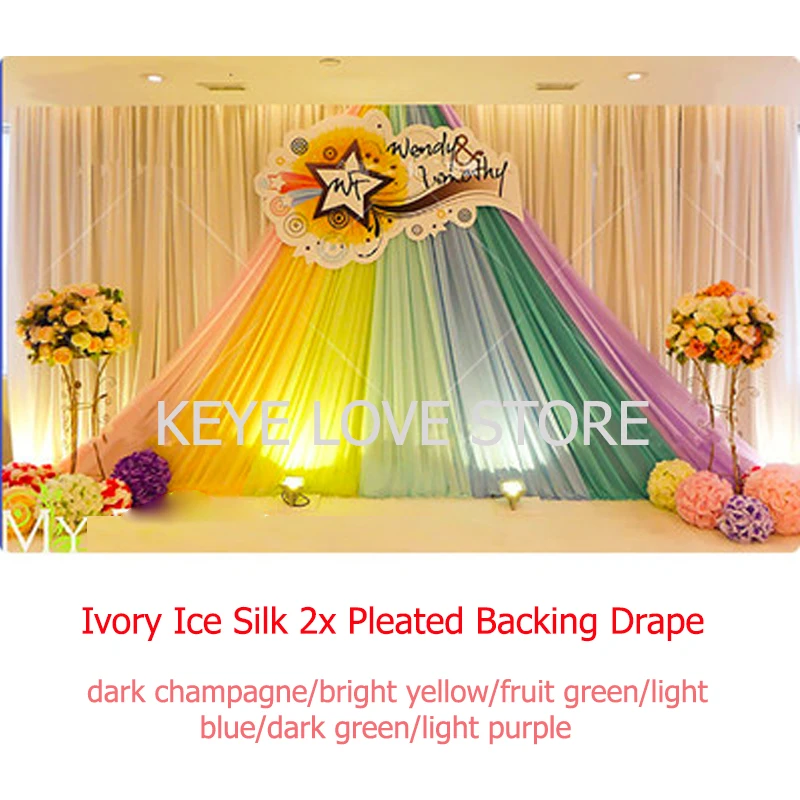

Colorful Ice Silk Fabric Backdrop Drapes Curtains Wedding Ceremony Event Party Photo Booth Stage Background Panels Decoration