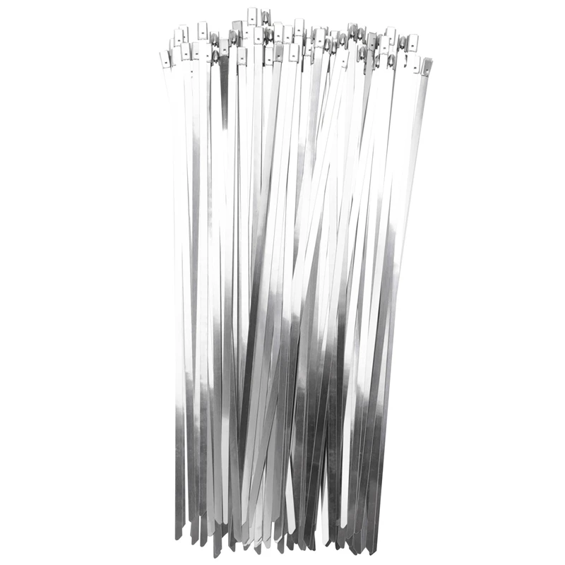 

Metal Zip Ties 11.8Inch, Heavy Duty 304 Stainless Steel Zip Cable Ties, Multi-Purpose Self-Locking Strap Ties (100 Pcs)