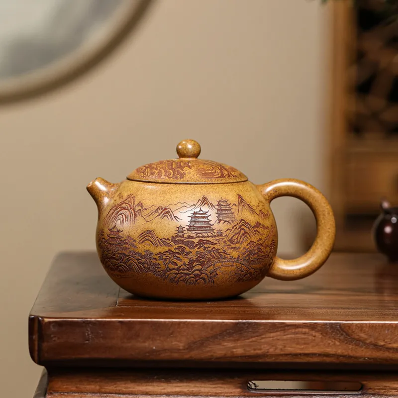 

BRTRINBSY TEA Фиолетовый ручной чайник из глины 420 мл