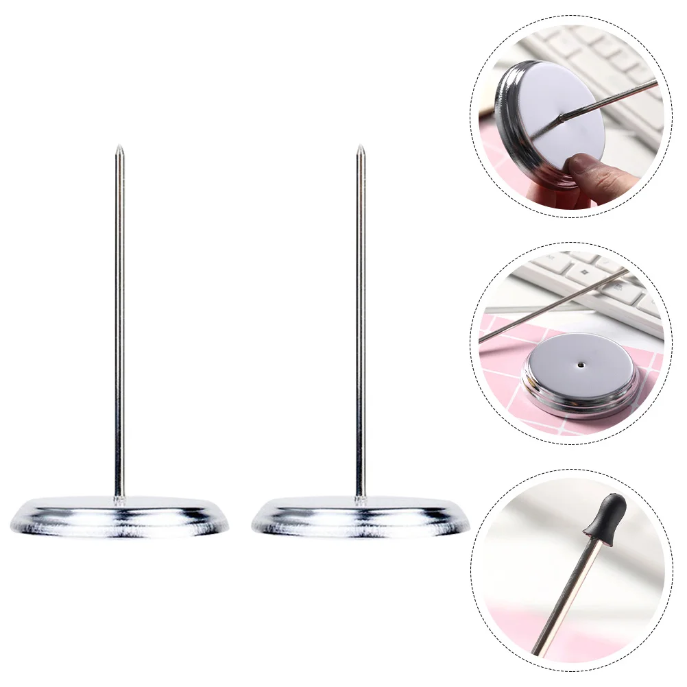 

2pcs Practical Firm Reusable Metal Ticket Stabber Check Bill Holder Paper Spike Receipt Holder for Office Bank