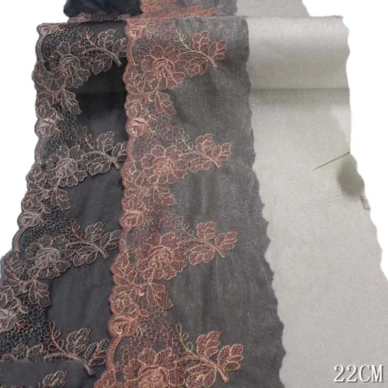 

28Yards Floral Black Mesh Tulle Embroidery Lace Trim For Skirt Hem Clothes Sewing Material DIY Apparel Dress Fabrics