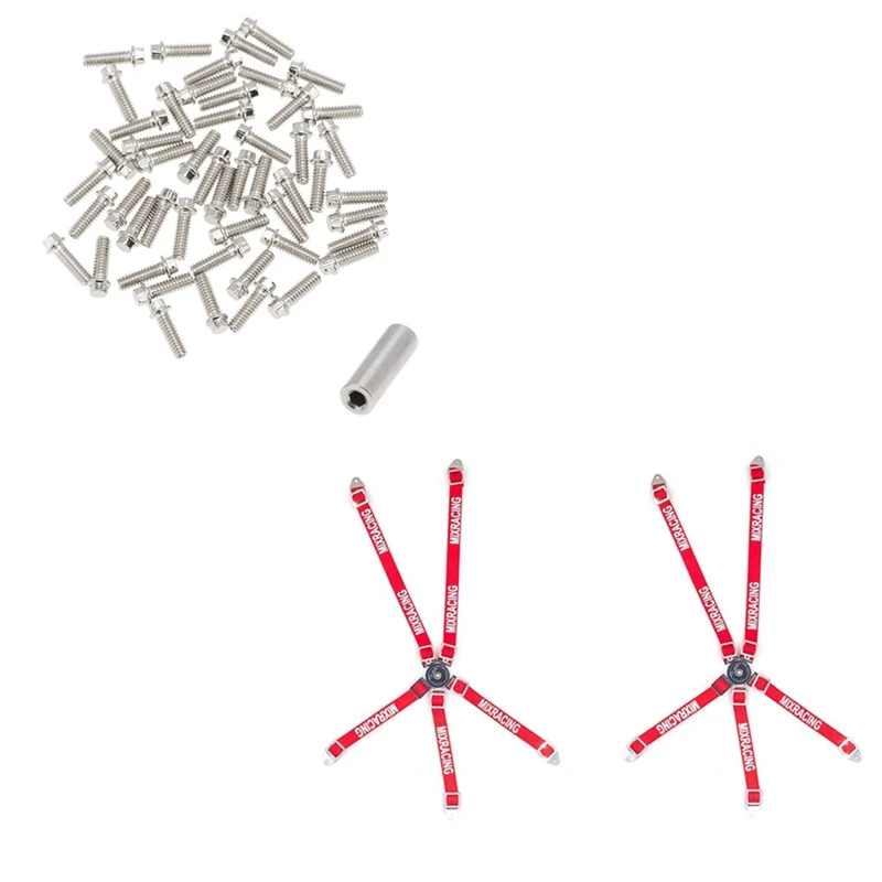 

2Pcs Simulated Driver Seat Belt With 100Pcs 1.9 2.2 Wheel Rim Imperial M2 Screw Decoration