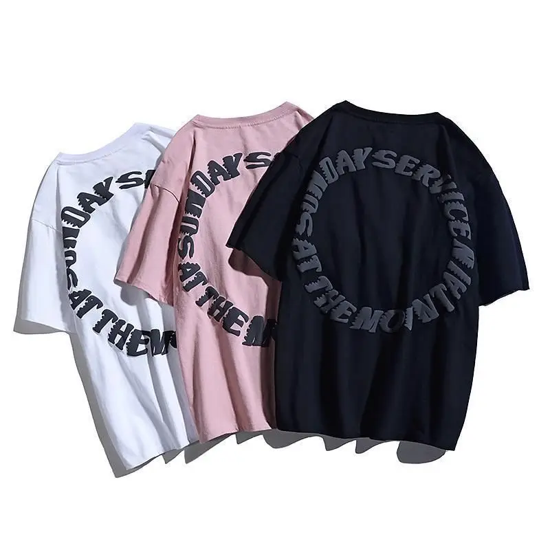 

European and American High Street Big Talker Retro Alphabet Hip Hop Loose TeenagersTT-shirt Men 'S Casual Couple Wear Short Slee