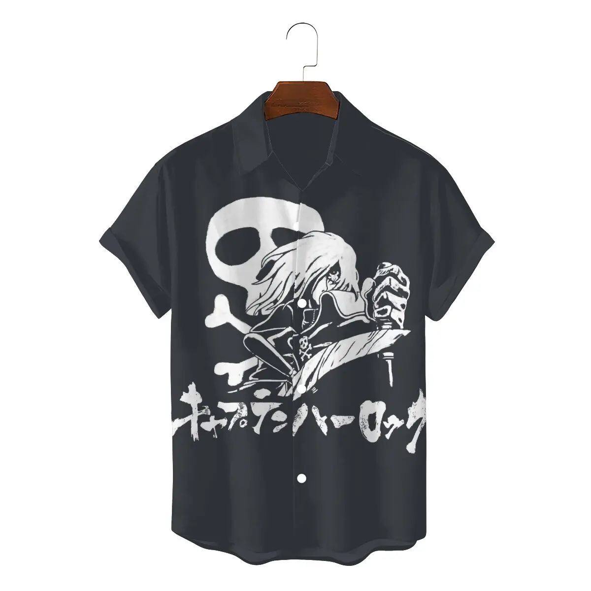 

Cpatain Harlock Creative Hawaii Shirt for Men White Design Square Neck 3D Shirt Distinctive Birthday Gifts Streetwear