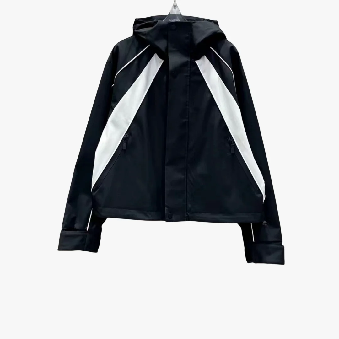 

2023 Autumn And Winter New Fashion Temperament Black And White Color With Hooded Jacket