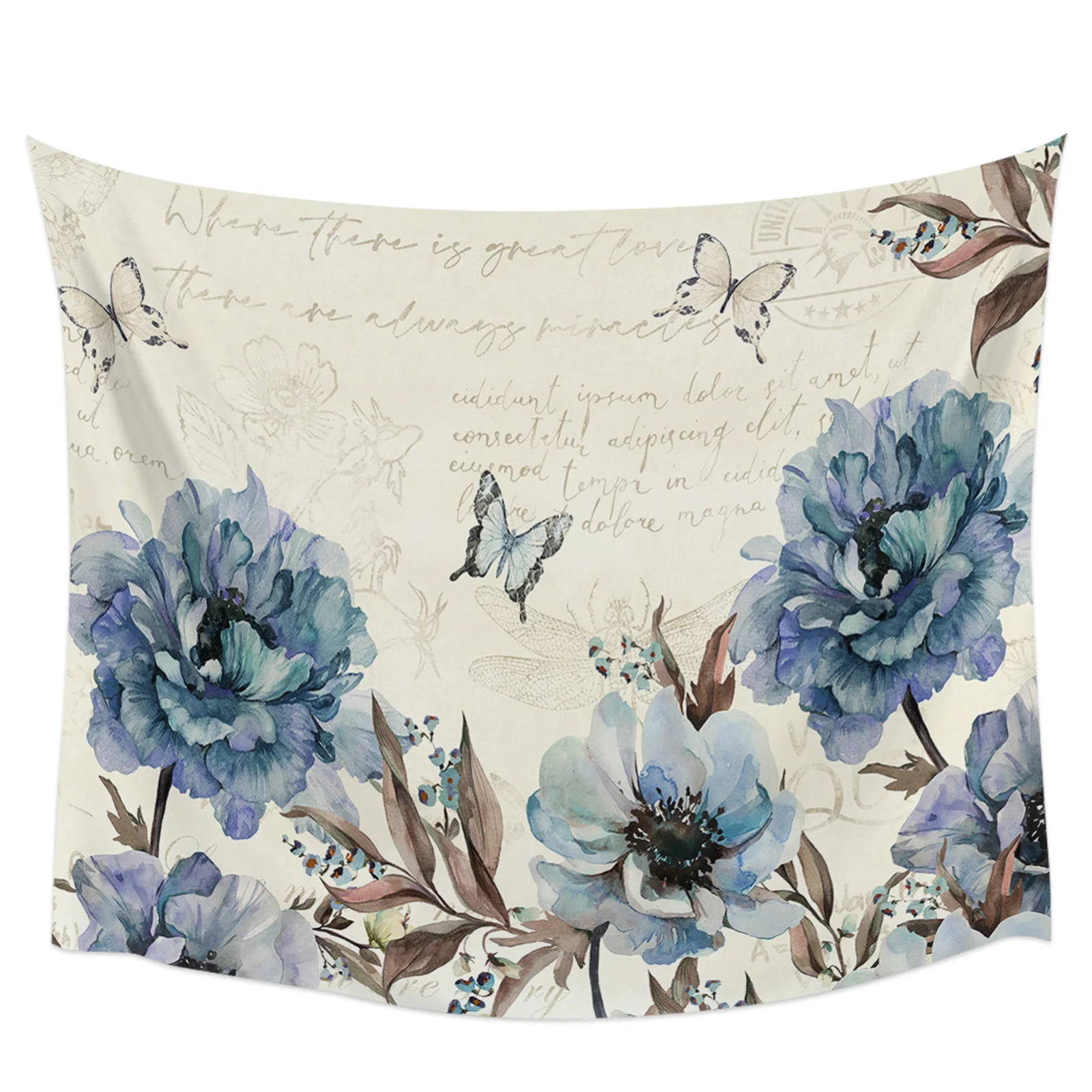 

Винтажный настенный гобелен с цветами, бабочками, пионами