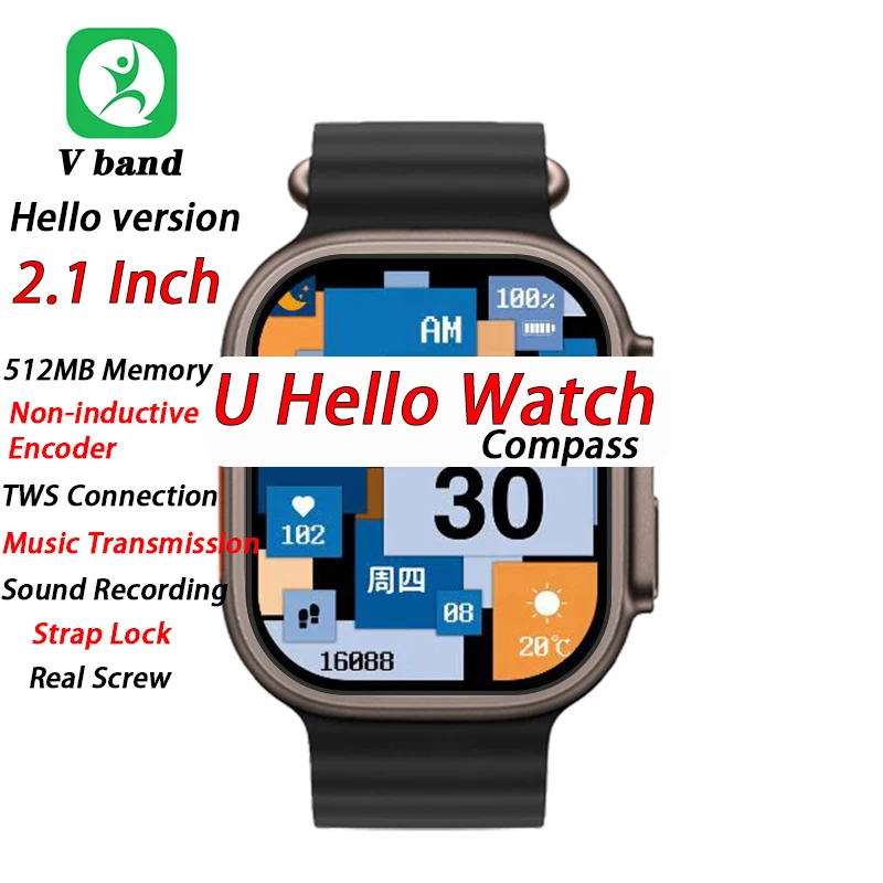 

U Hello Watch Ultra Smart Watch Men Women 49mm Wireless Charging Bluetooth Call Compass Store Music Smart Watch PK Hello Watch 2