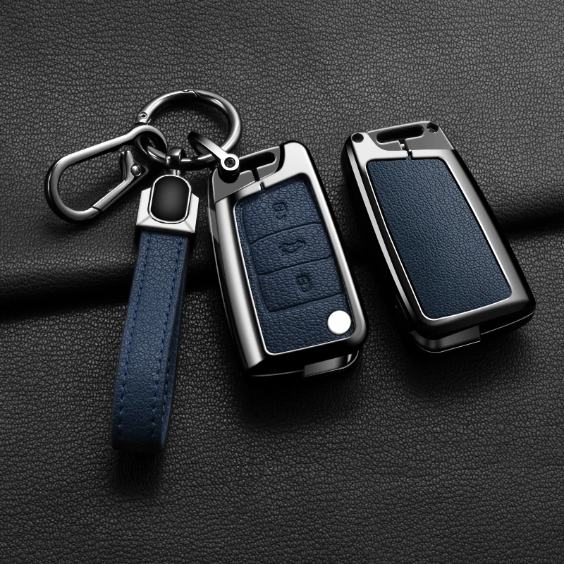 

Кожаный чехол для дистанционного ключа из цинкового сплава, чехол для ключей, аксессуары для Skoda Octavia 3 Fabia A5 A7 Superb Karoq Kodiaq