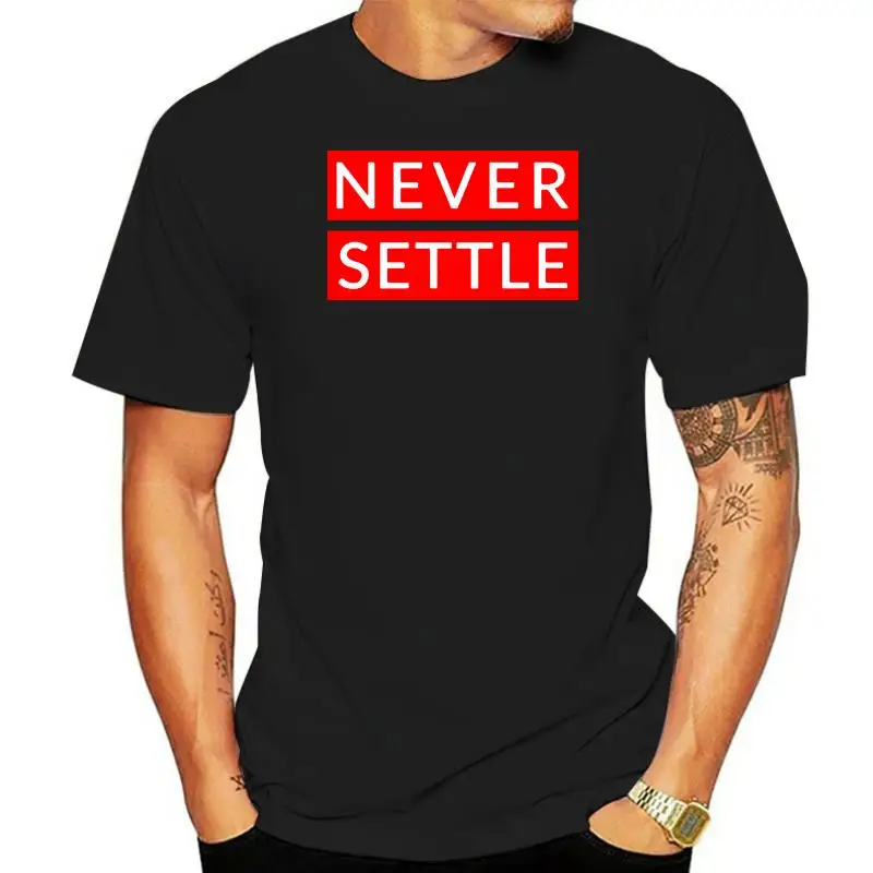 

Men tshirt Never Settle OnePlus Red Unisex T Shirt women T-Shirt tees top
