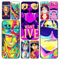 pop anime one piece poster phone case for google pixel 7 6 pro 6a 5a 5 4 4a xl 5g black silicone tpu cover