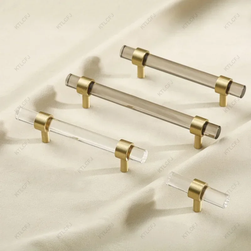 Современная роскошная акриловая ручка прозрачная/черная для шкафа ящика