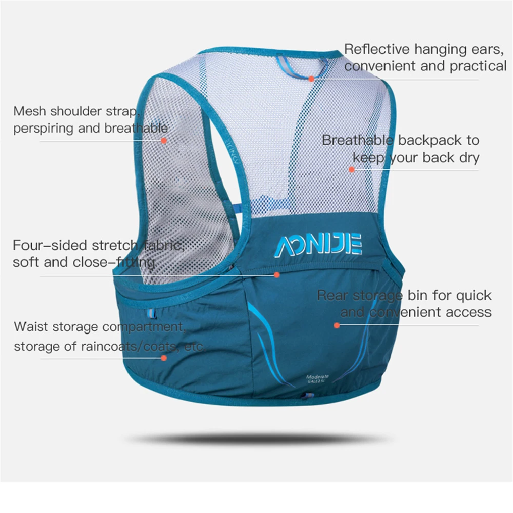 AONIJIE 500ML Bule Water bottle 2.5L Hydration Pack Superlight Trail Running Vest Outdoor Sports Cycling Hiking Marathon C932S