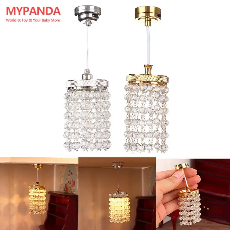 

1:12 Dollhouse Miniature LED Crystal Light Chandelier Ceiling Lamp Furniture Model Decor Toy Doll House Accessories 10cm*3cm