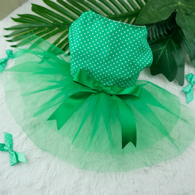 Wedding Dog Dresses Green Tulle Skirts For Small Dogs Sweet Bowknot Skirt Summer Tutu Dress Dog Clothes for Chihuahua Apparel 1