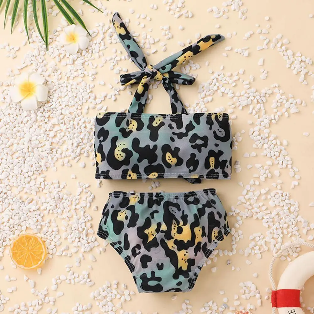 

Multicolor 1 Set Chic Excellent Workmanship Comfortable Girls Swimsuit Polyester Girls Bikini Nice-looking for Beach
