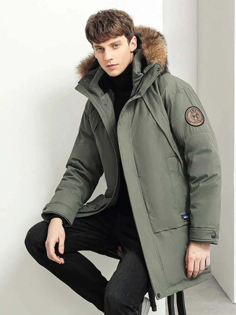 Medium Length Down Jacket Men 2022 New Winter Thickened White Duck Down Loose 90% Down Warm Coat