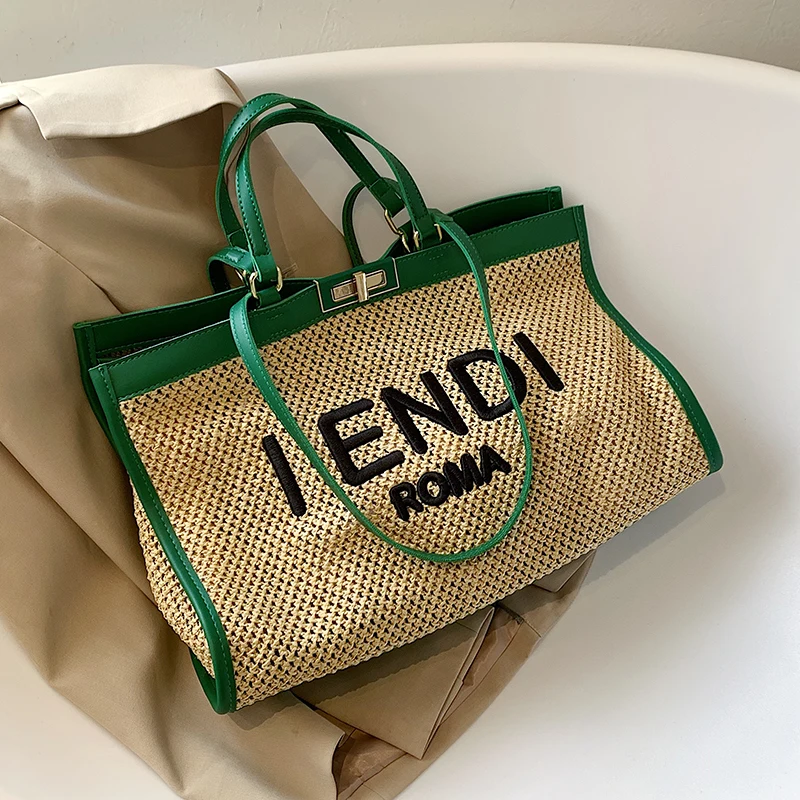 

VeryMe Summer Large Capacity Straw Shoulder Bag Woven Handmade Handbags And Totes For Women Luxury Designer Travel Shopping Pack