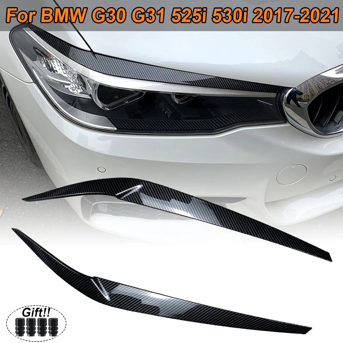 

Eyebrow Front Headlight Eyelid Trim Cover Stickers For BMW 5 Series G30 G31 G38 F90 M5 525I 530I 540I 2017-2021 Car Accessories