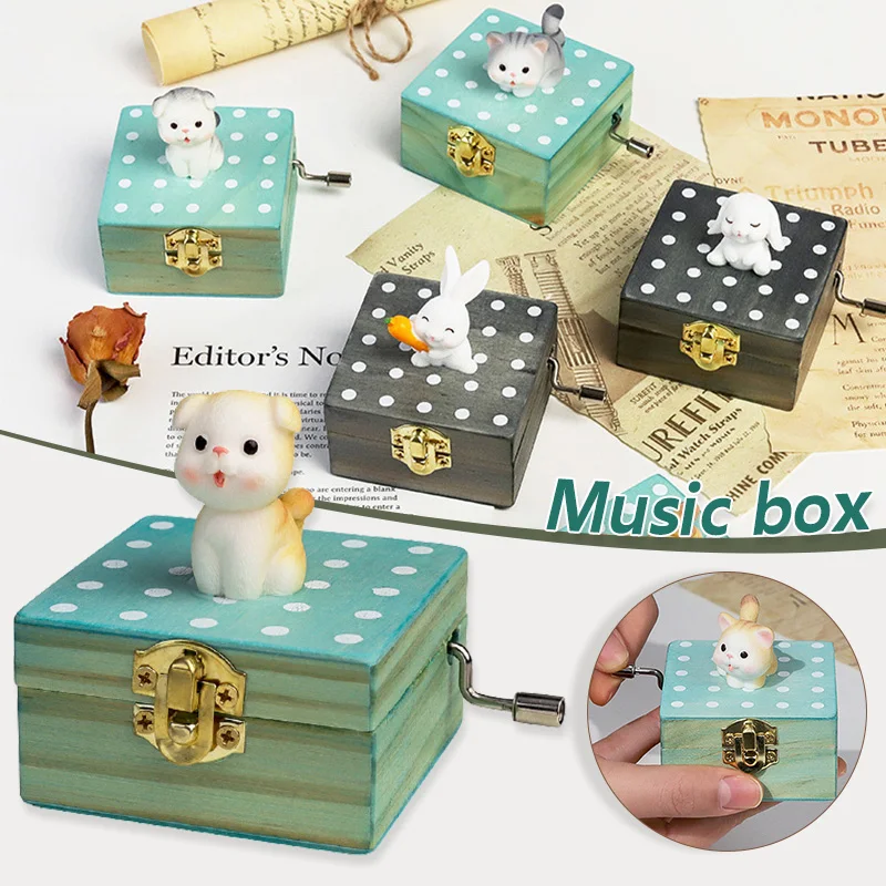 

Wooden Music Box Small Personalized Cute Hand-cranked Musical Box Gifts for Birthday Valentine's Day Hot