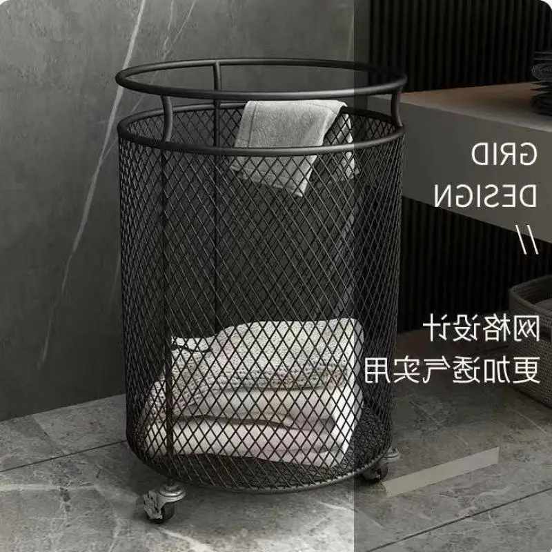 

Кованая Железная корзина для хранения, простая Скандинавская корзина для грязной одежды, роскошная передвижная корзина для хранения, семейный туалет, ванная комната