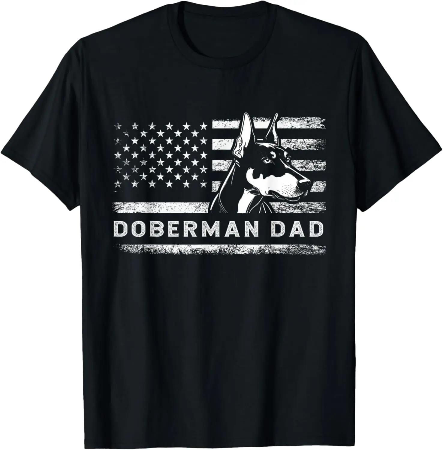 Футболка Doberman Pinscher Dog Dad с американским флагом Доби