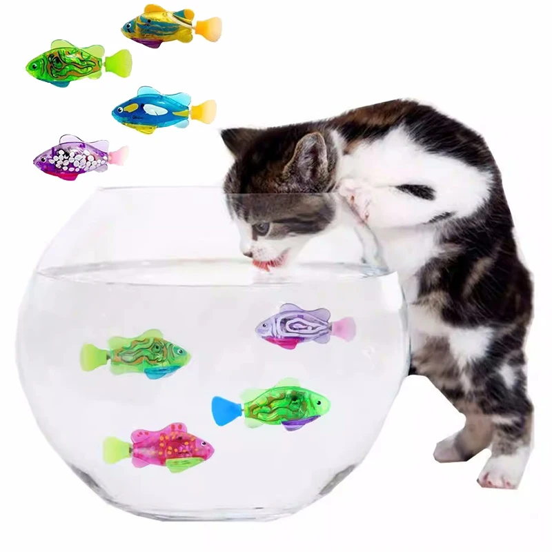 Toy Fish Tank Toys Light With Swimming Robot Pet Water Electric Cat Fish Fish Playing Ornaments Interactive Decoration Aquarium
