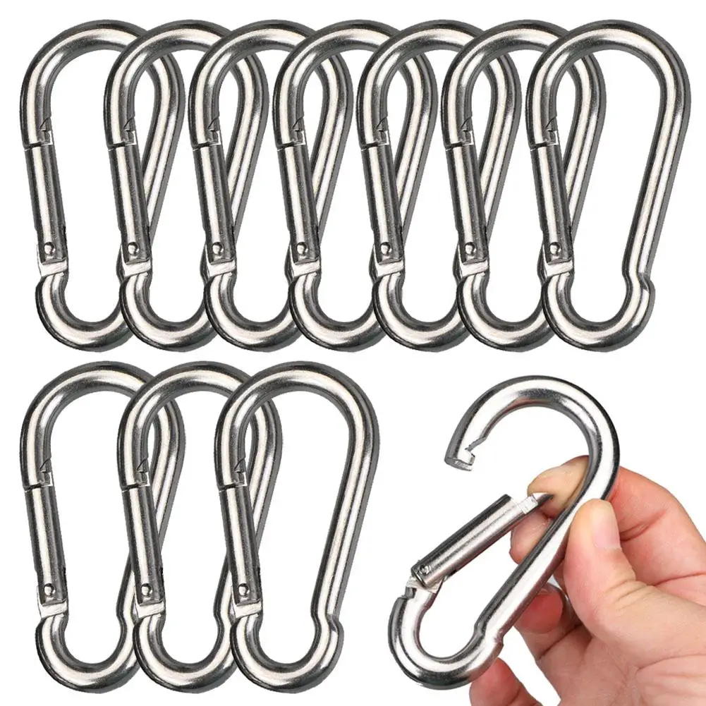 

10Pcs Carabiner Clips 2.4" Small Snap Clamp Key Chain Link Buckle Locking Carabiners Chain Quick Links 304 Stainless Steel Clips