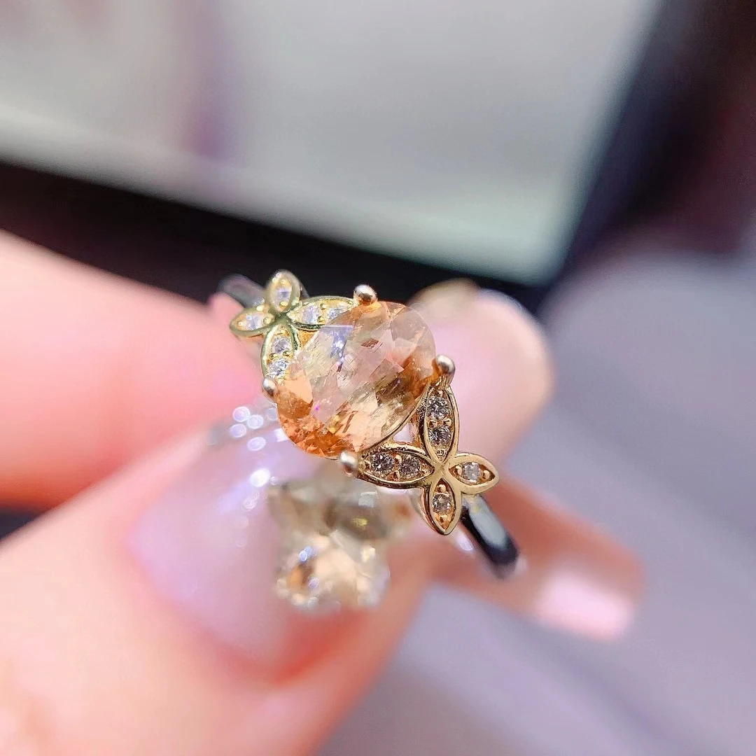 Кольцо из натурального желтого турмалина для помолвки кольцо серебра 925 пробы с 3