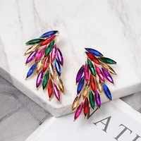 fashion colorful crystal stud earrings for women charm trend sorority dainty geometric ear nail christmas party luxury jewelry