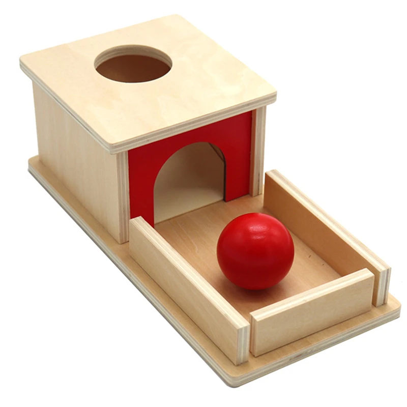 

Montessori Matching Blocks Practice Hand-eye Coordination Wooden Toy Permanence Object Box Target Box With Tray Ball Toddler 1pc