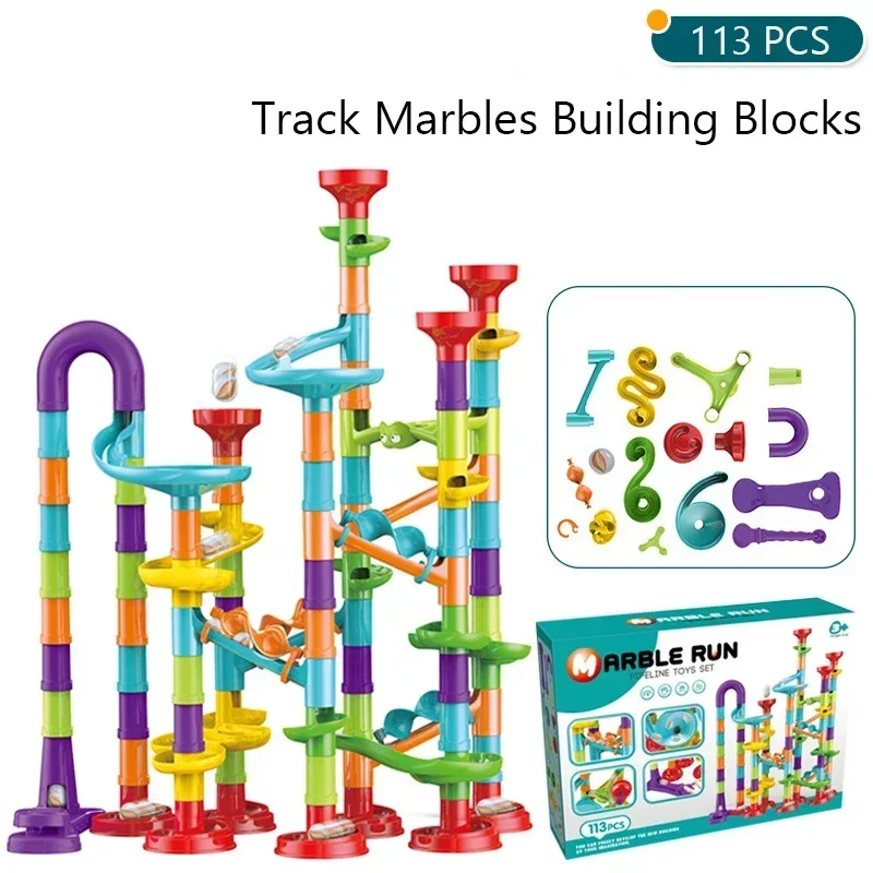 Творчество Marble Run Race Catapult Track Maze Строительные блоки 93/113/142 шт. Слайд-бусины