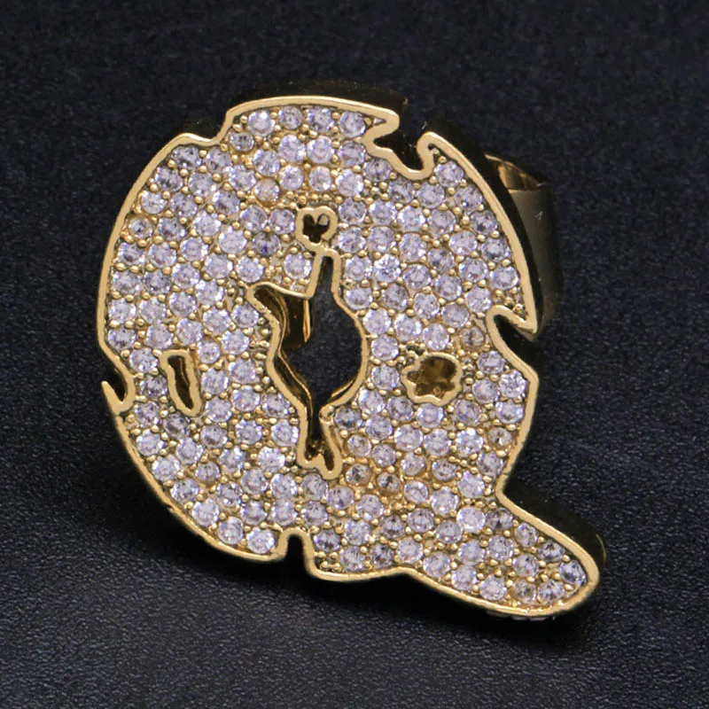 Хип-хоп AAA кубический цирконий Paved Bling Iced Out Bubble Letter Ring CZ Кольца Женщины Мужчины