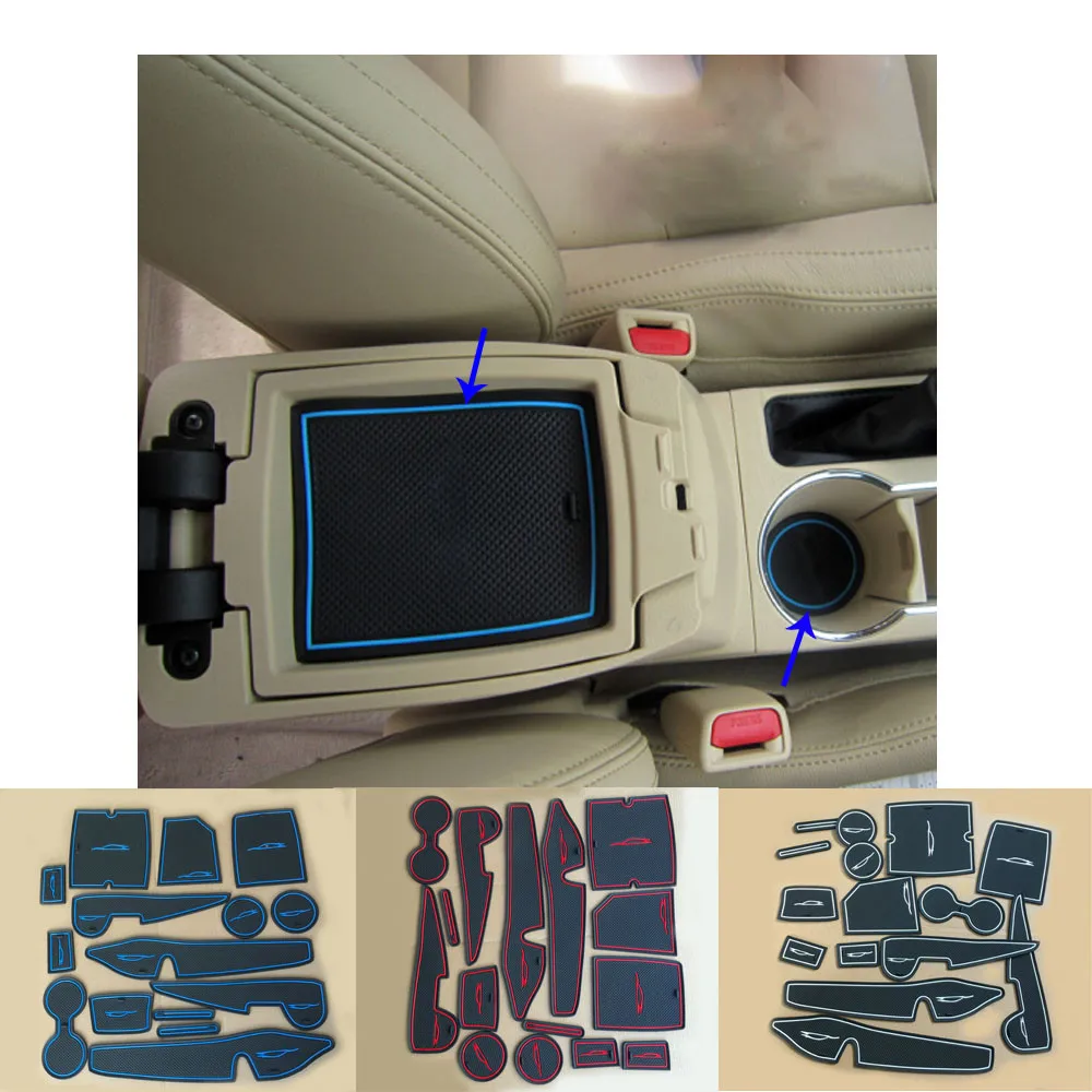 

For Toyota Corolla Altis 2014 2015 2016 Car Groove Gate Slot Armrest Storage Rubber non-slip mat mats door pad/cup lamp 15pcs